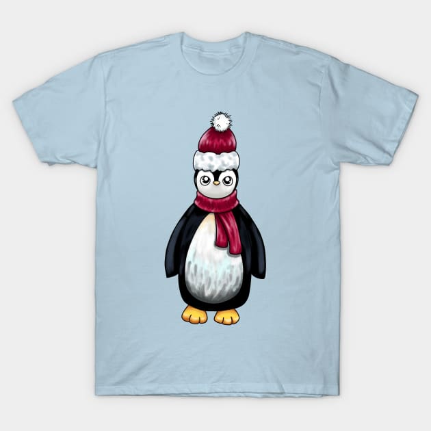 Santa Hat Penguin T-Shirt by Lady Lilac